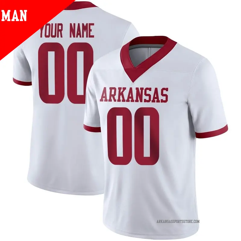 Men's #00 Custom Arkansas Razorbacks Game White Alternate Football Jersey Men's #00 Custom Arkansas Razorbacks Game White Alternate Football Jersey