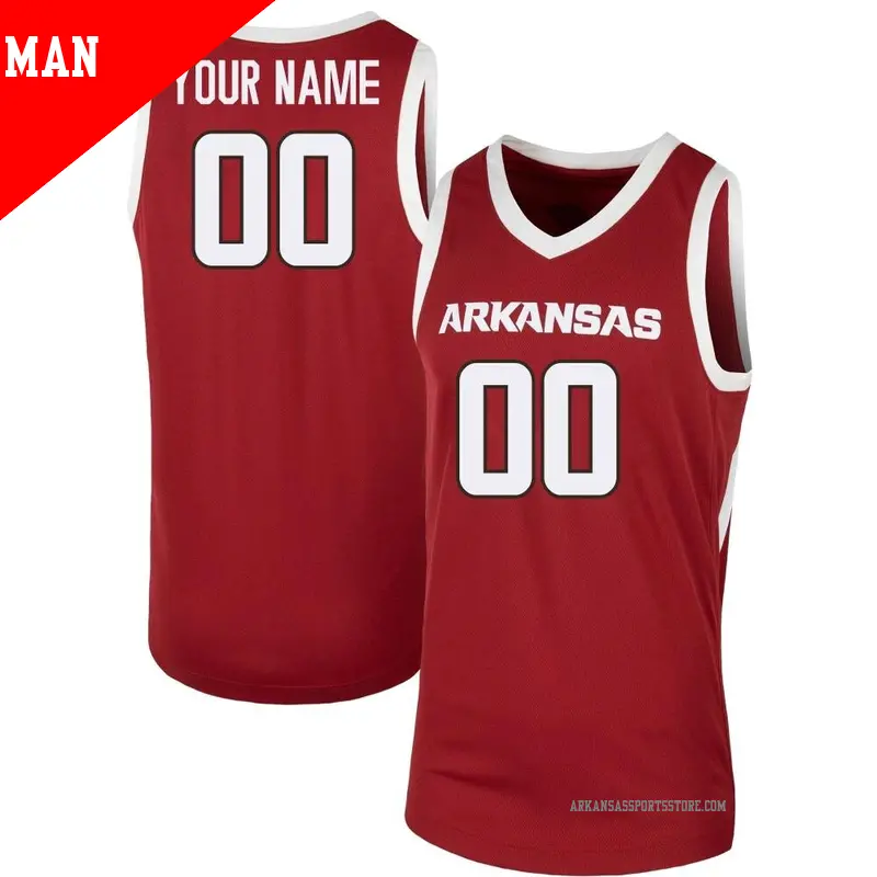Men's ＃00 Custom Arkansas Razorbacks Replica Cardinal Basketball Jersey