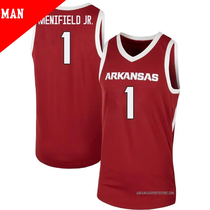 Men's #1 Keyon Menifield Jr. Arkansas Razorbacks Replica Cardinal Basketball Jersey Men's #1 Keyon Menifield Jr. Arkansas Razorbacks Replica Cardinal Basketball Jersey