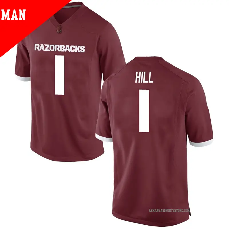 Men's ＃1 Rodney Hill Arkansas Razorbacks Game Red Football College Jersey
