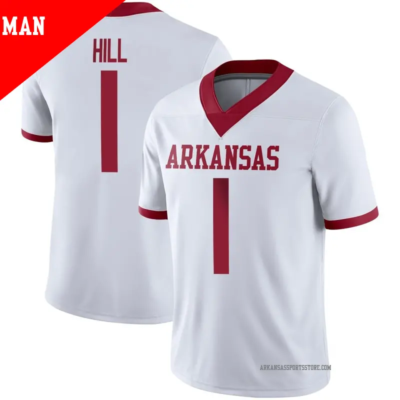 Men's ＃1 Rodney Hill Arkansas Razorbacks Game White Alternate Football Jersey
