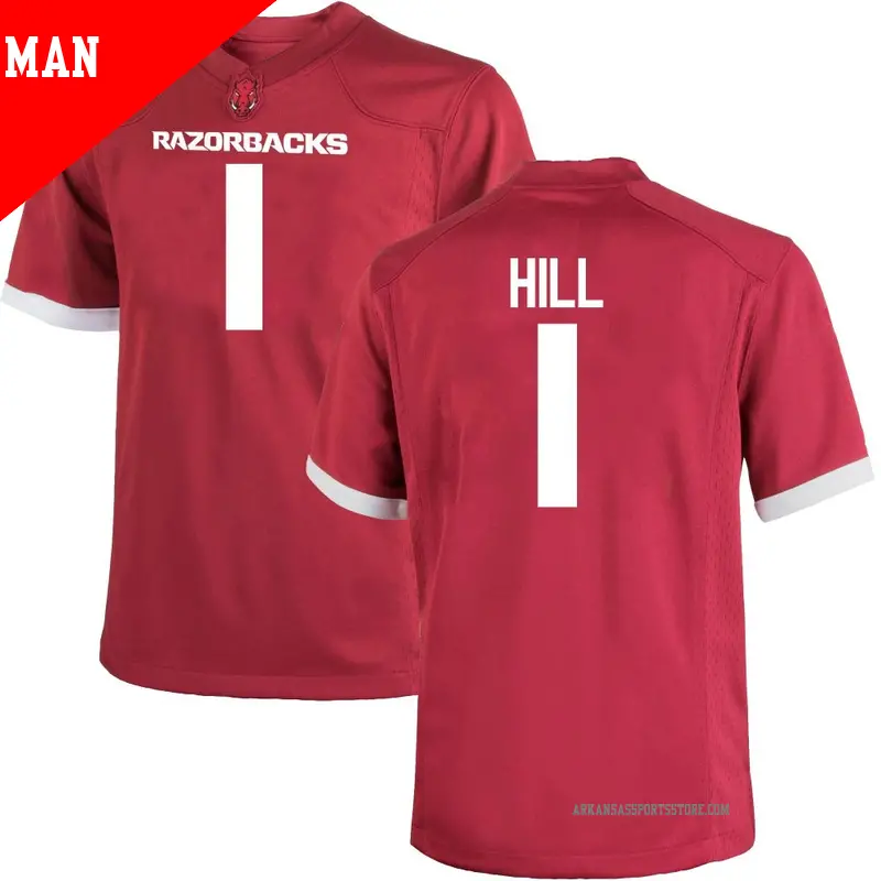 Men's ＃1 Rodney Hill Arkansas Razorbacks Replica Cardinal Football College Jersey