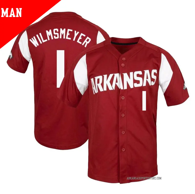 Men's ＃1 Ty Wilmsmeyer Arkansas Razorbacks Replica Cardinal Vapor Untouchable Full-Button Baseball Jersey
