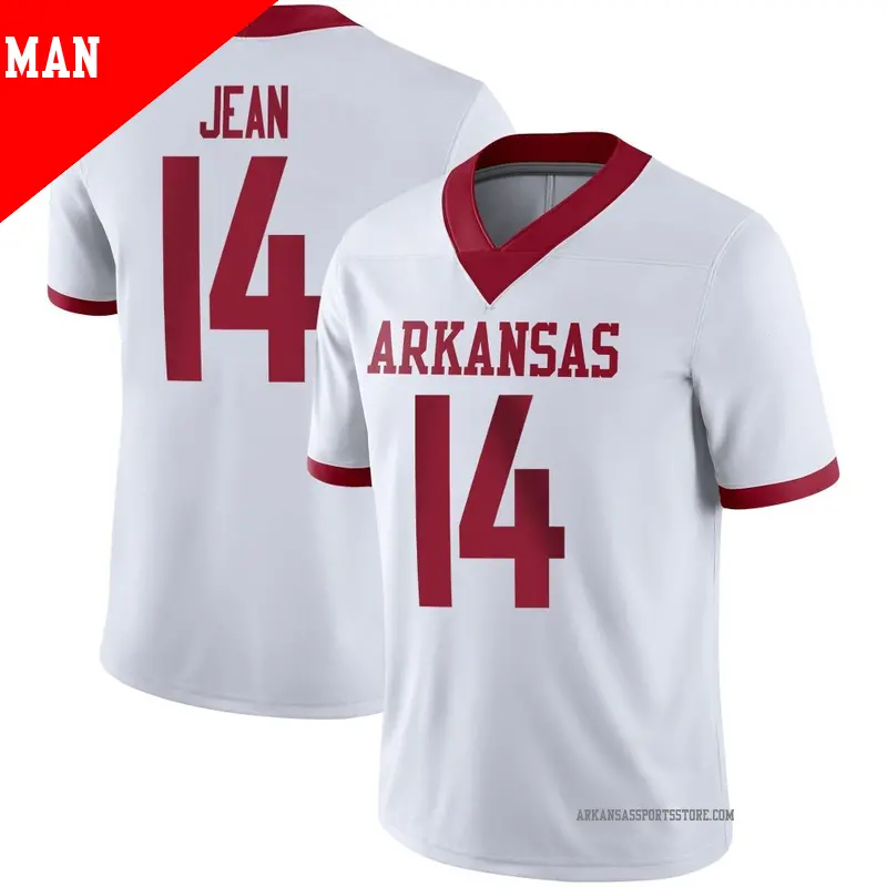 Men's #14 Andy Jean Arkansas Razorbacks Game White Alternate Football Jersey Men's #14 Andy Jean Arkansas Razorbacks Game White Alternate Football Jersey