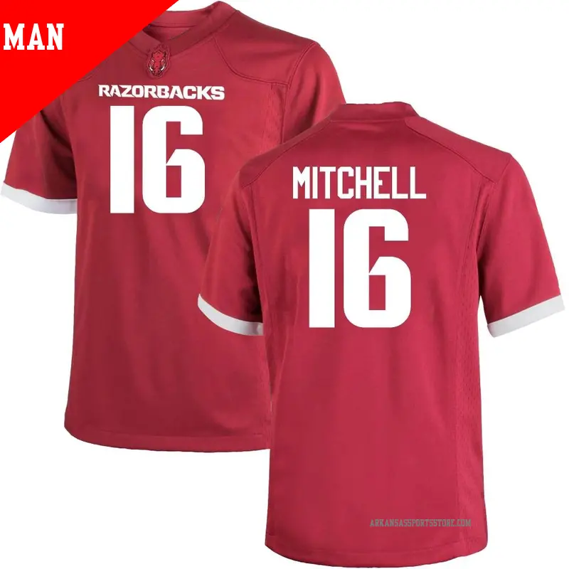 Men's #16 Miguel Mitchell Arkansas Razorbacks Replica Cardinal Football College Jersey Men's #16 Miguel Mitchell Arkansas Razorbacks Replica Cardinal Football College Jersey