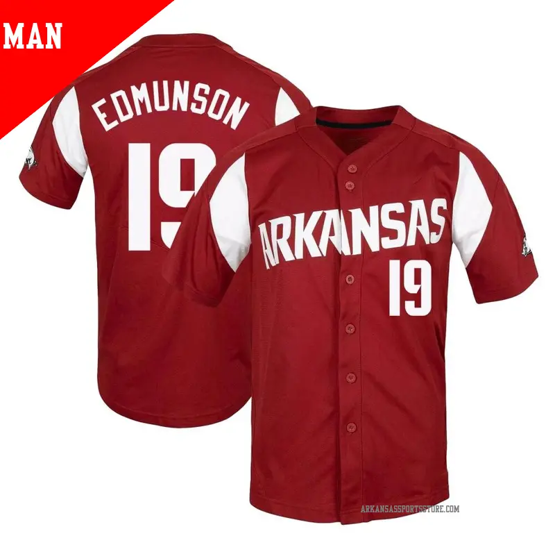 Men's #19 Will Edmunson Arkansas Razorbacks Replica Cardinal Vapor Untouchable Full-Button Baseball Jersey Men's #19 Will Edmunson Arkansas Razorbacks Replica Cardinal Vapor Untouchable Full-Button Baseball Jersey