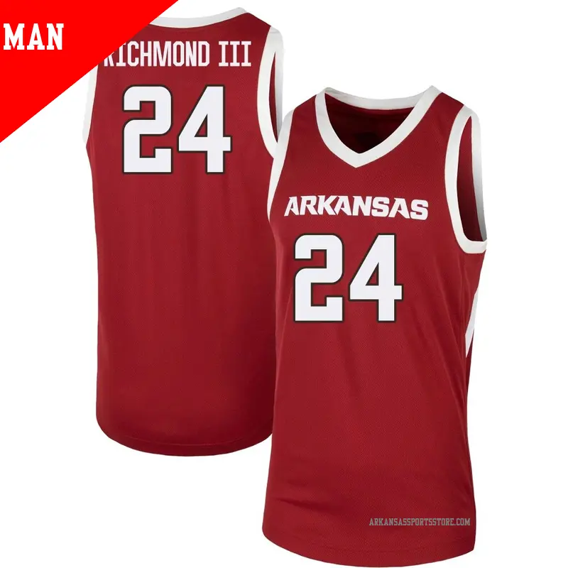 Men's #24 Billy Richmond III Arkansas Razorbacks Replica Cardinal Basketball Jersey Men's #24 Billy Richmond III Arkansas Razorbacks Replica Cardinal Basketball Jersey