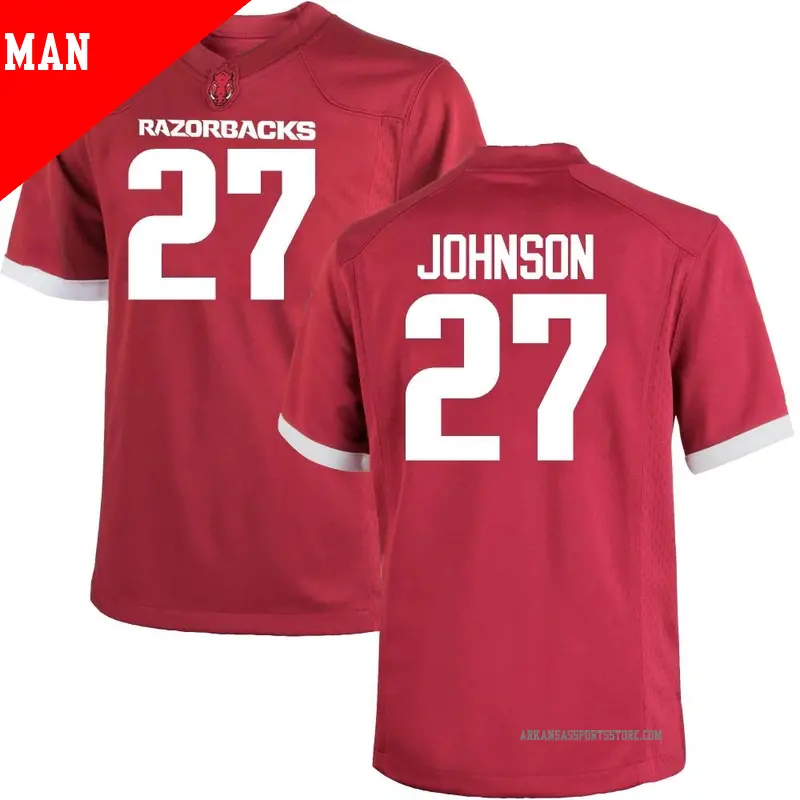 Men's #27 Ahkhari Johnson Arkansas Razorbacks Replica Cardinal Football College Jersey Men's #27 Ahkhari Johnson Arkansas Razorbacks Replica Cardinal Football College Jersey