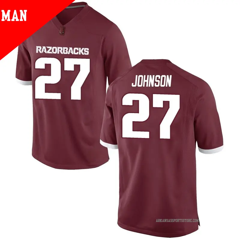Men's #27 Ahkhari Johnson Arkansas Razorbacks Replica Red Football College Jersey Men's #27 Ahkhari Johnson Arkansas Razorbacks Replica Red Football College Jersey