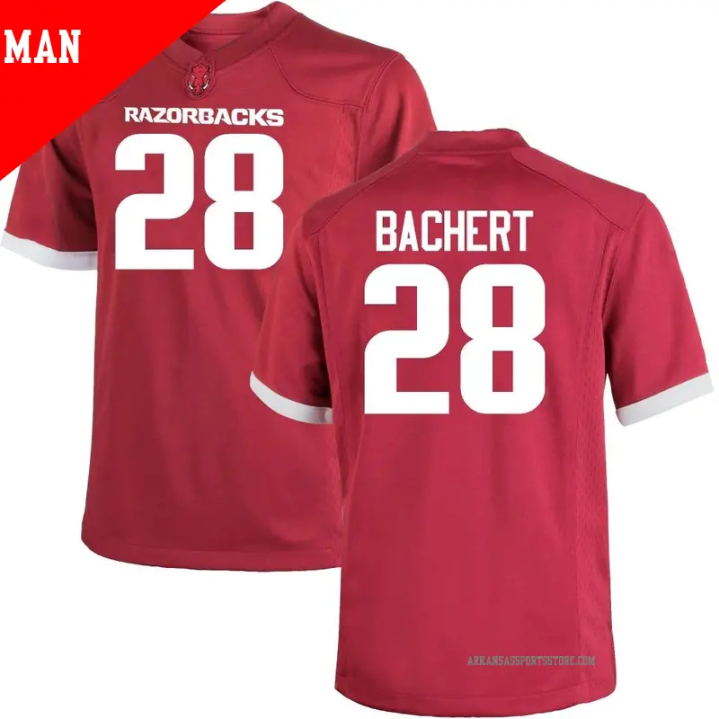 Men's ＃28 Jezreel Bachert Arkansas Razorbacks Replica Cardinal Football College Jersey