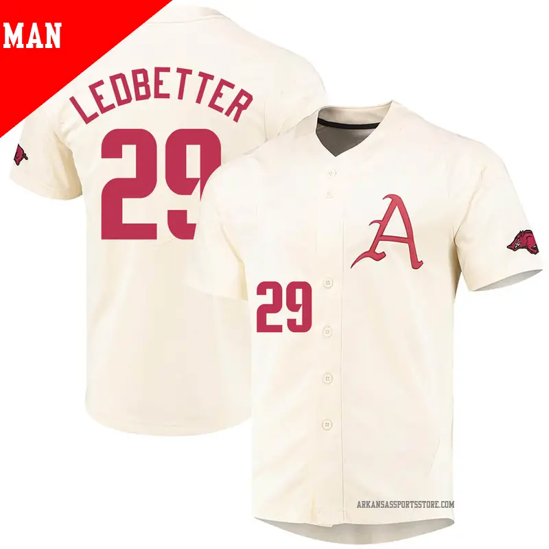 Men's ＃29 Austin Ledbetter Arkansas Razorbacks Replica Cream Vapor Untouchable Full-Button Baseball Jersey