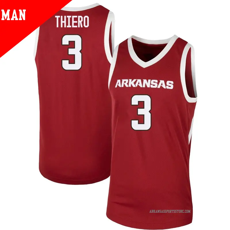 Men's ＃3 Adou Thiero Arkansas Razorbacks Replica Cardinal Basketball Jersey