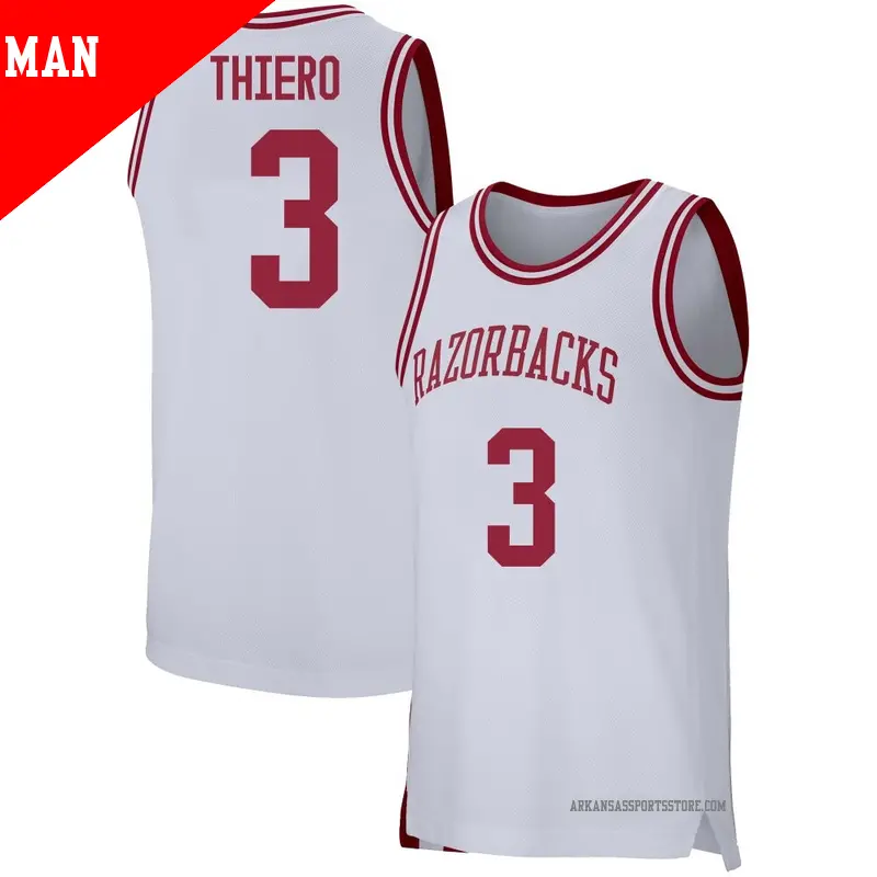 Men's ＃3 Adou Thiero Arkansas Razorbacks Replica White Basketball Jersey
