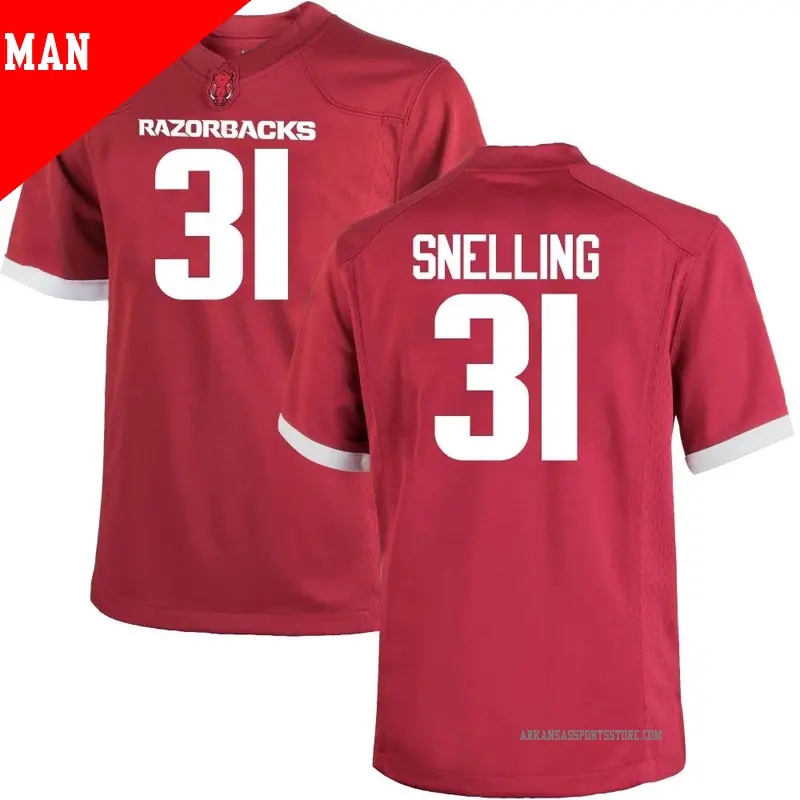 Men's ＃31 Courtney Snelling Arkansas Razorbacks Game Cardinal Football College Jersey