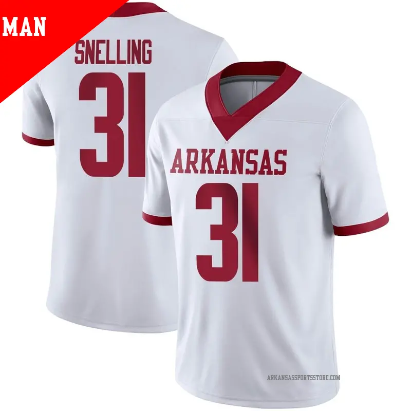 Men's ＃31 Courtney Snelling Arkansas Razorbacks Game White Alternate Football Jersey