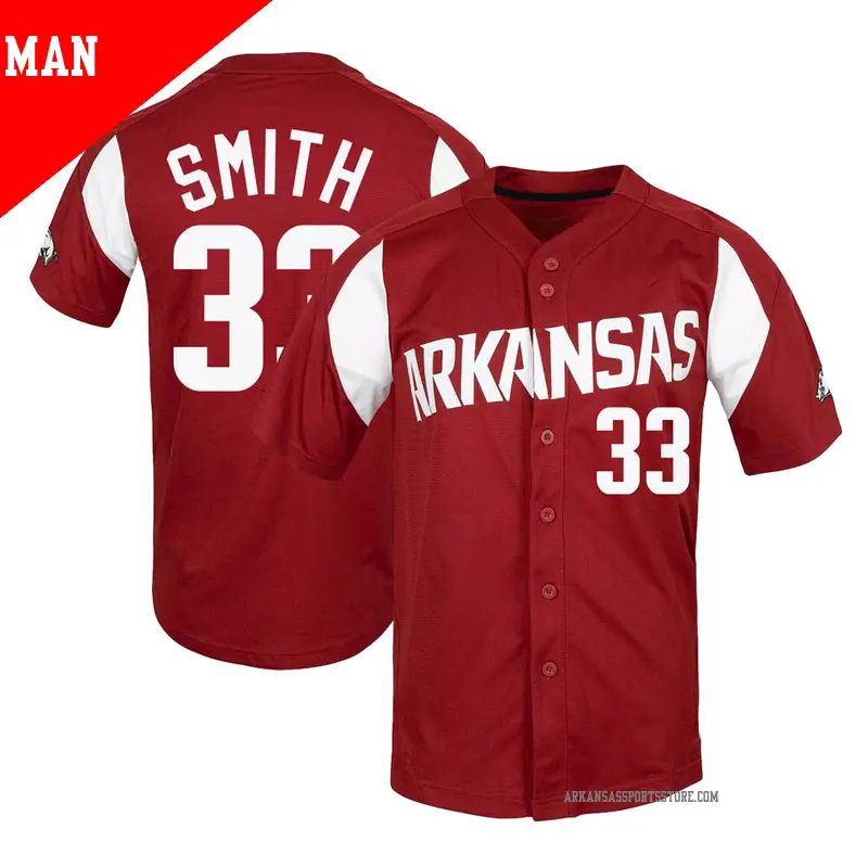Men's #33 Hagen Smith Arkansas Razorbacks Replica Cardinal Vapor Untouchable Full-Button Baseball Jersey Men's #33 Hagen Smith Arkansas Razorbacks Replica Cardinal Vapor Untouchable Full-Button Baseball Jersey