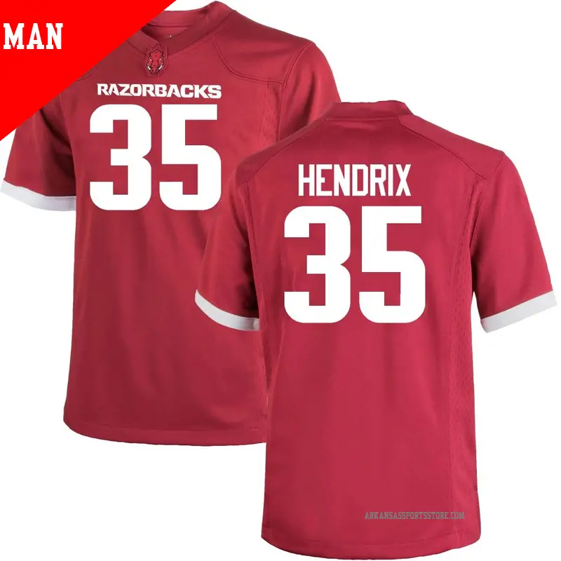 Men's #35 Hutson Hendrix Arkansas Razorbacks Game Cardinal Football College Jersey Men's #35 Hutson Hendrix Arkansas Razorbacks Game Cardinal Football College Jersey