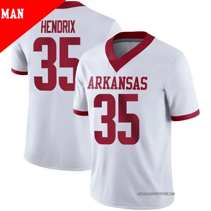 Men's #35 Hutson Hendrix Arkansas Razorbacks Game White Alternate Football Jersey Men's #35 Hutson Hendrix Arkansas Razorbacks Game White Alternate Football Jersey