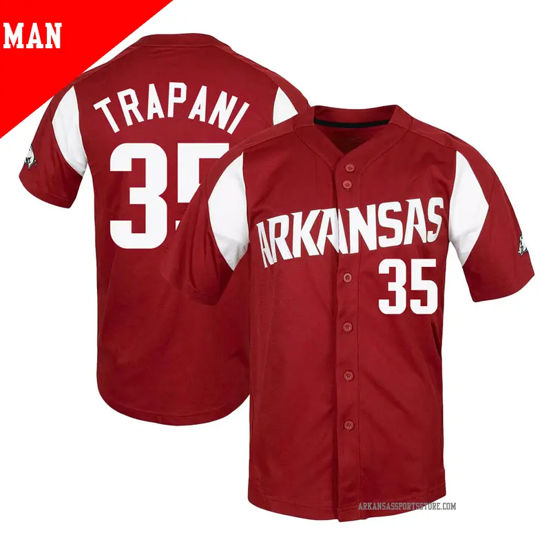 Men's #35 Vincent Trapani Arkansas Razorbacks Replica Cardinal Vapor Untouchable Full-Button Baseball Jersey Men's #35 Vincent Trapani Arkansas Razorbacks Replica Cardinal Vapor Untouchable Full-Button Baseball Jersey