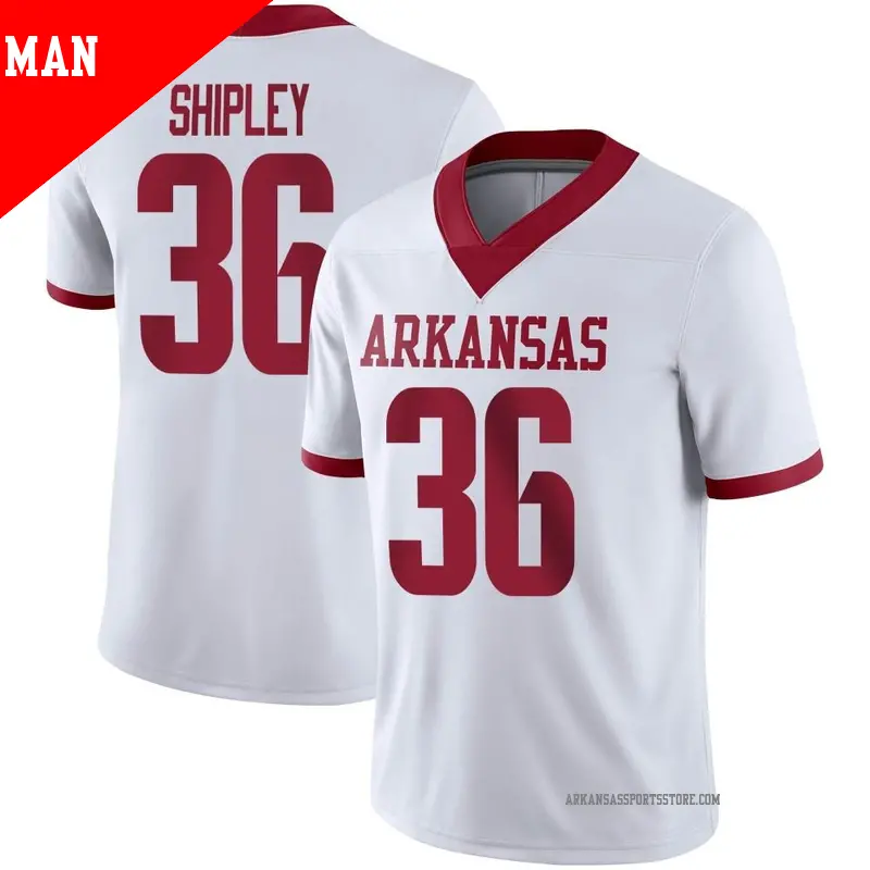 Men's ＃36 Matthew Shipley Arkansas Razorbacks Game White Alternate Football Jersey