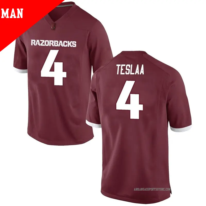 Men's ＃4 Isaac TeSlaa Arkansas Razorbacks Replica Red Football College Jersey