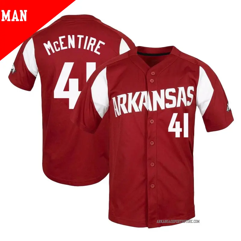 Men's #41 Will McEntire Arkansas Razorbacks Replica Cardinal Vapor Untouchable Full-Button Baseball Jersey Men's #41 Will McEntire Arkansas Razorbacks Replica Cardinal Vapor Untouchable Full-Button Baseball Jersey