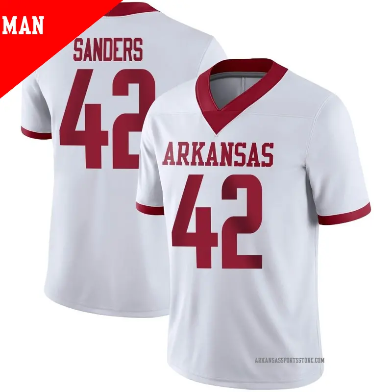 Men's #42 Drew Sanders Arkansas Razorbacks Game White Alternate Football Jersey Men's #42 Drew Sanders Arkansas Razorbacks Game White Alternate Football Jersey