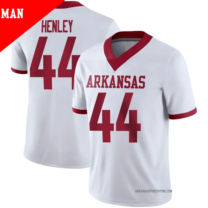 Men's #44 Kaden Henley Arkansas Razorbacks Game White Alternate Football Jersey Men's #44 Kaden Henley Arkansas Razorbacks Game White Alternate Football Jersey