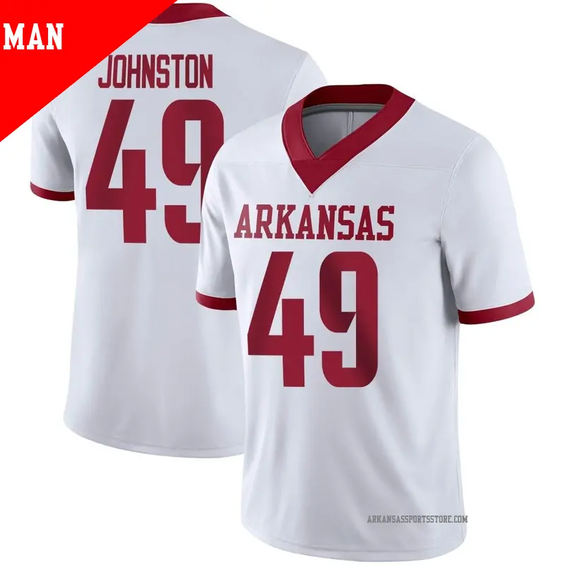Men's #49 Luke Johnston Arkansas Razorbacks Game White Alternate Football Jersey Men's #49 Luke Johnston Arkansas Razorbacks Game White Alternate Football Jersey