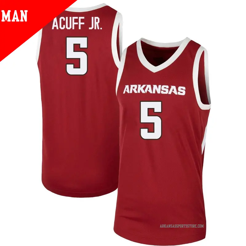 Men's ＃5 Darius Acuff Jr. Arkansas Razorbacks Replica Cardinal Basketball Jersey