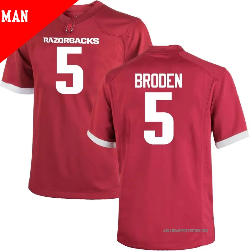 Men's #5 Tyrone Broden Arkansas Razorbacks Game Cardinal Football College Jersey Men's #5 Tyrone Broden Arkansas Razorbacks Game Cardinal Football College Jersey