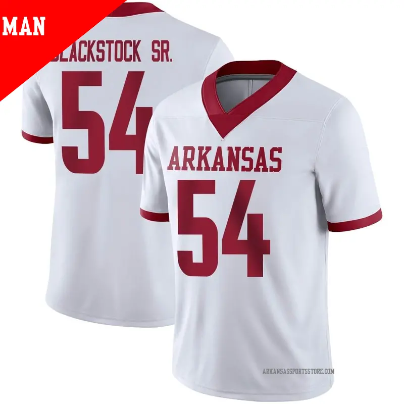 Men's #54 Keyshawn Blackstock Arkansas Razorbacks Game White Alternate Football Jersey Men's #54 Keyshawn Blackstock Arkansas Razorbacks Game White Alternate Football Jersey
