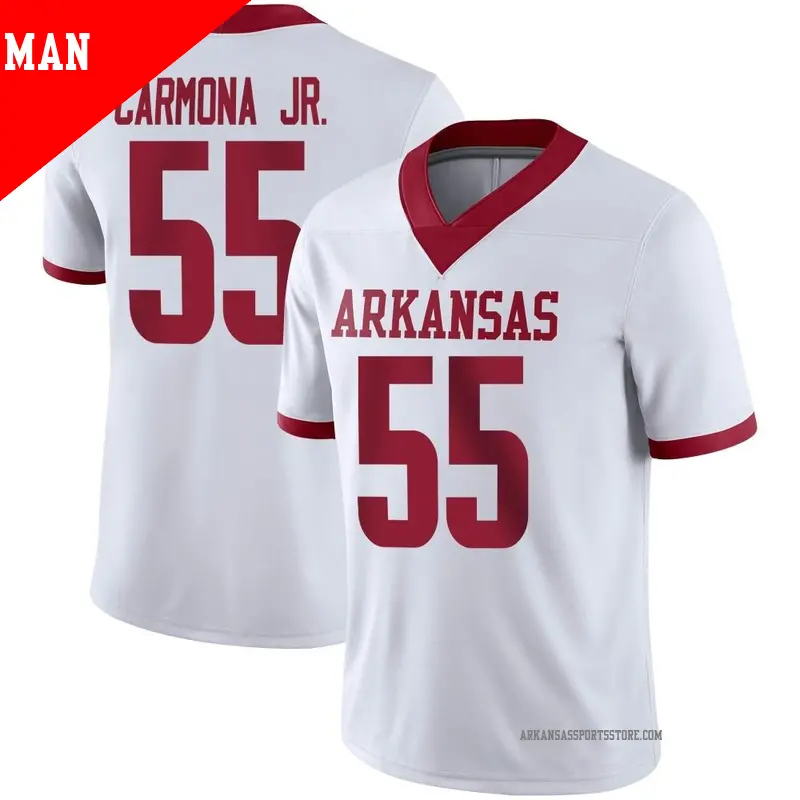 Men's ＃55 Fernando Carmona Arkansas Razorbacks Game White Alternate Football Jersey