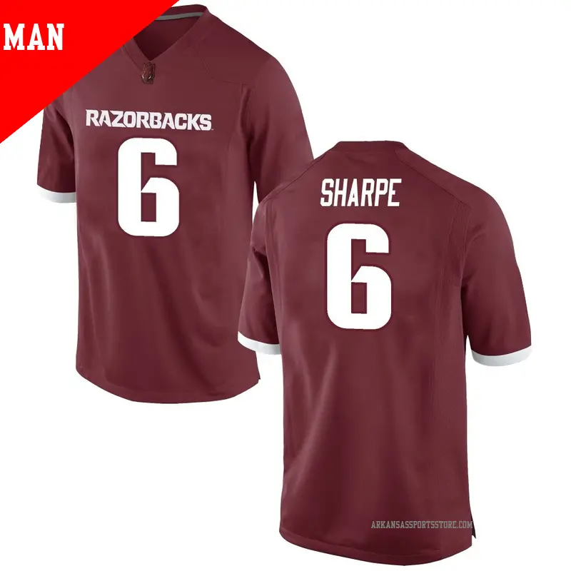 Men's ＃6 Raylen Sharpe Arkansas Razorbacks Game Red Football College Jersey