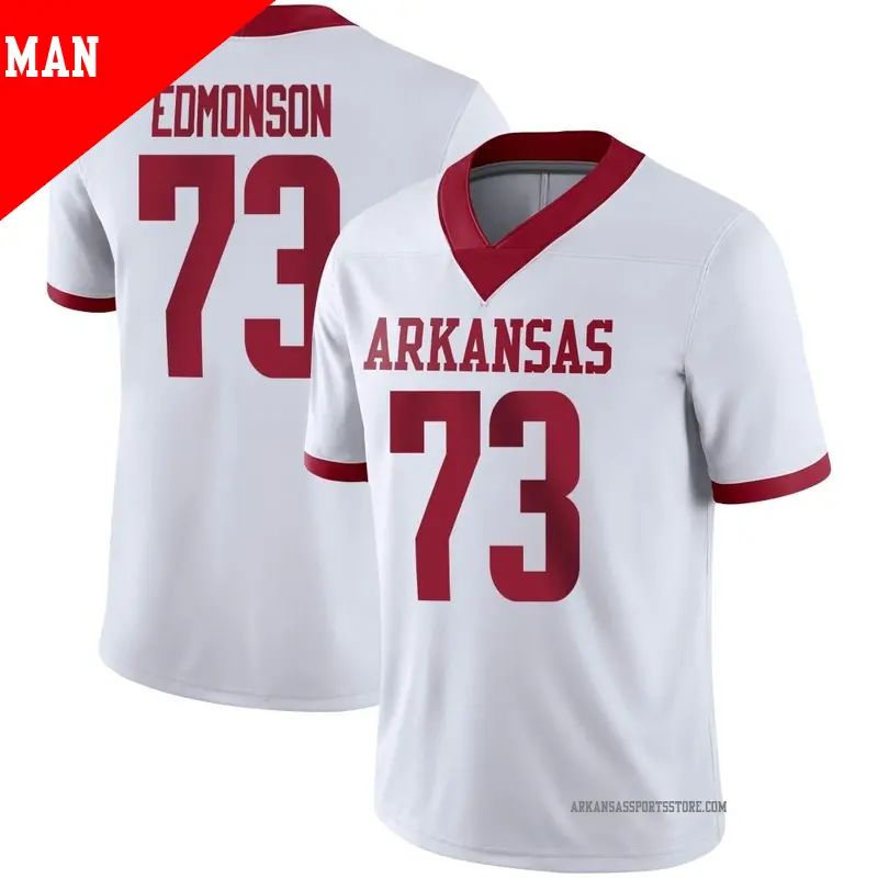 Men's ＃73 Brooks Edmonson Arkansas Razorbacks Game White Alternate Football Jersey