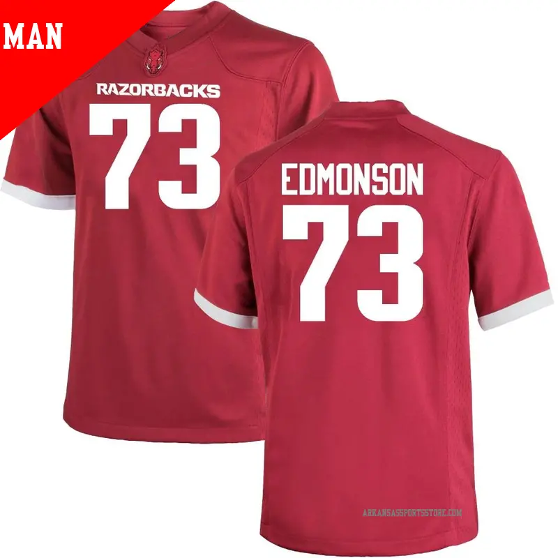 Men's ＃73 Brooks Edmonson Arkansas Razorbacks Replica Cardinal Football College Jersey