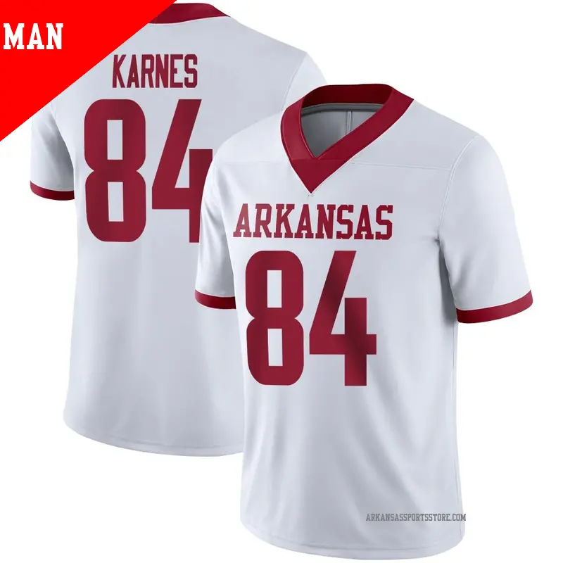Men's #84 Grant Karnes Arkansas Razorbacks Game White Alternate Football Jersey Men's #84 Grant Karnes Arkansas Razorbacks Game White Alternate Football Jersey