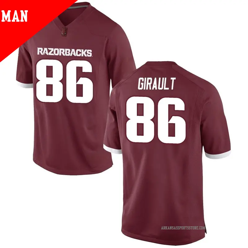 Men's #86 Kalil Girault Arkansas Razorbacks Game Red Football College Jersey Men's #86 Kalil Girault Arkansas Razorbacks Game Red Football College Jersey