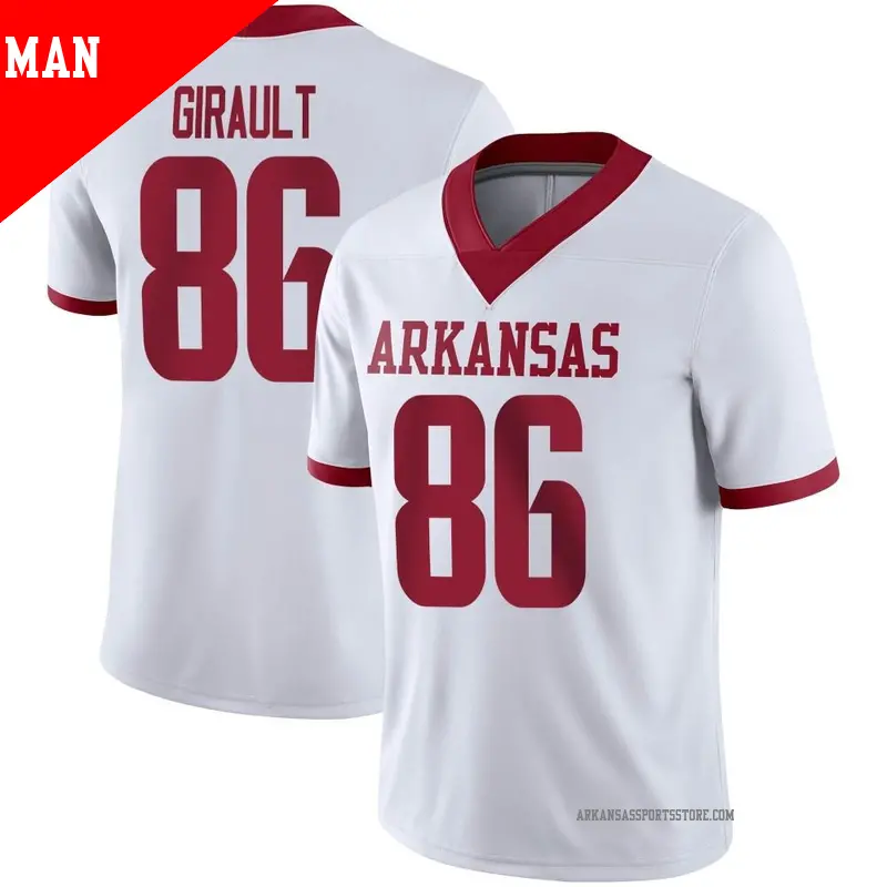 Men's #86 Kalil Girault Arkansas Razorbacks Game White Alternate Football Jersey Men's #86 Kalil Girault Arkansas Razorbacks Game White Alternate Football Jersey
