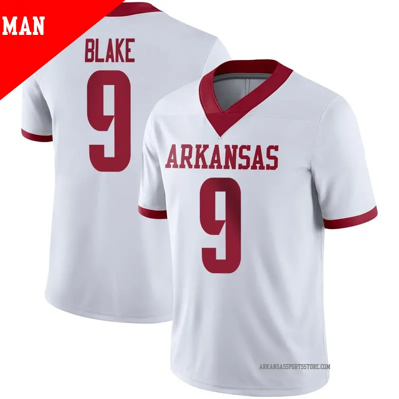 Men's ＃9 O'Mega Blake Arkansas Razorbacks Game White Alternate Football Jersey