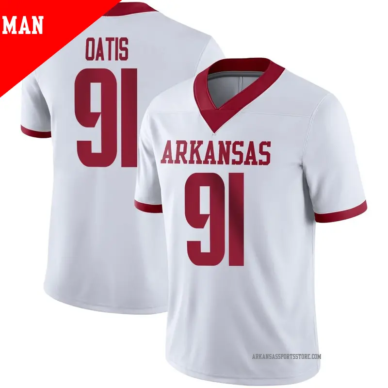 Men's ＃91 Kevin Oatis Arkansas Razorbacks Game White Alternate Football Jersey