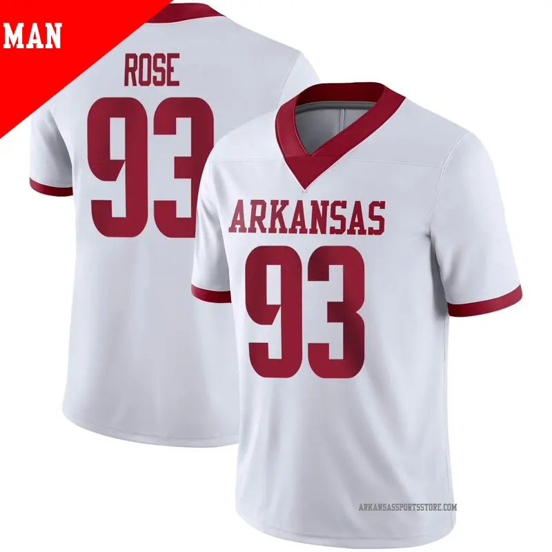 Men's ＃93 Keivie Rose Arkansas Razorbacks Game White Alternate Football Jersey