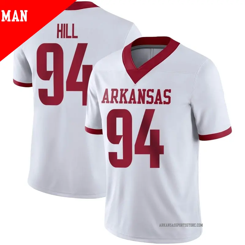 Men's #94 Jon Hill Arkansas Razorbacks Game White Alternate Football Jersey Men's #94 Jon Hill Arkansas Razorbacks Game White Alternate Football Jersey