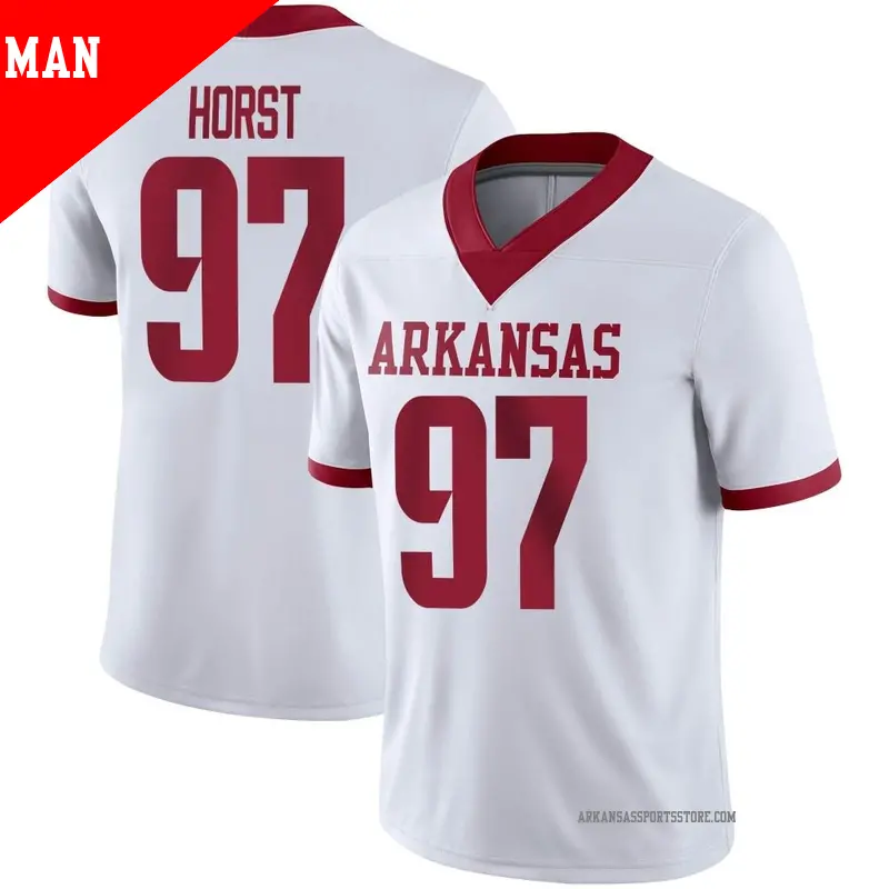 Men's ＃97 Logan Horst Arkansas Razorbacks Game White Alternate Football Jersey