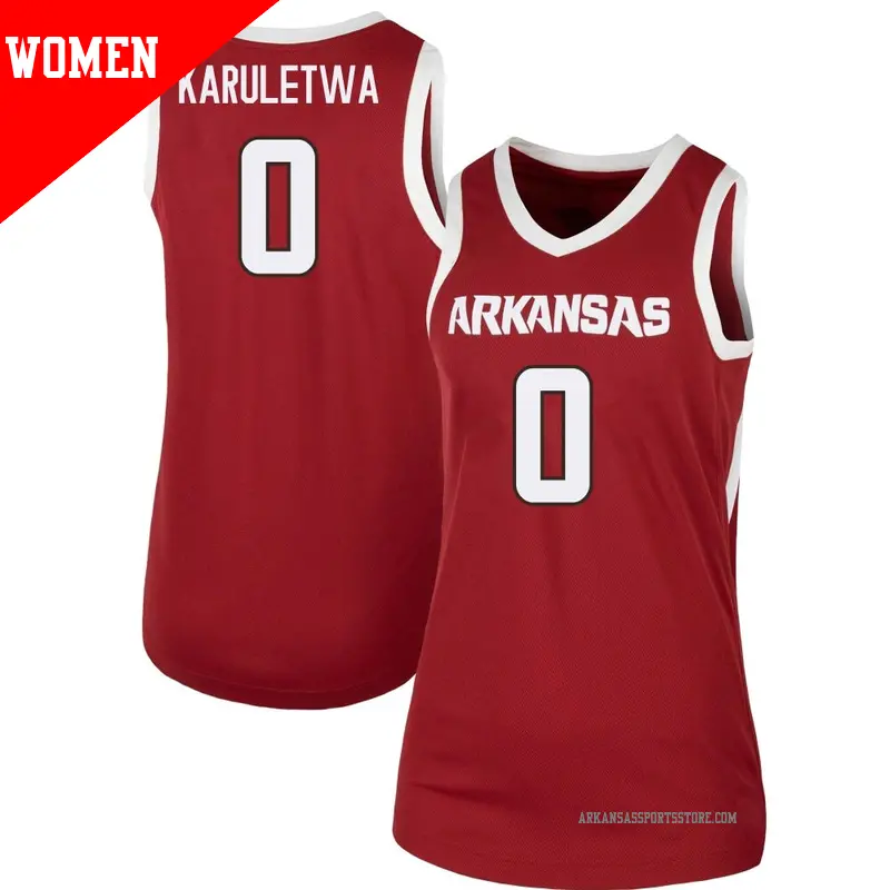 Women's #0 Jaden Karuletwa Arkansas Razorbacks Replica Cardinal Basketball Jersey Women's #0 Jaden Karuletwa Arkansas Razorbacks Replica Cardinal Basketball Jersey