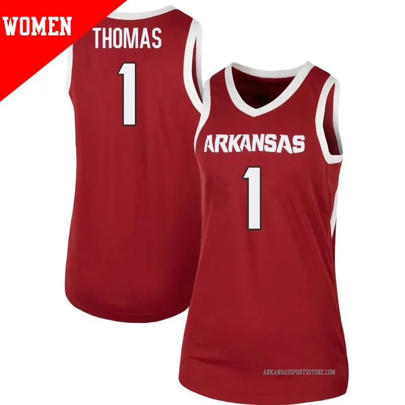 Women's ＃1 Meleek Thomas Arkansas Razorbacks Replica Cardinal Basketball Jersey