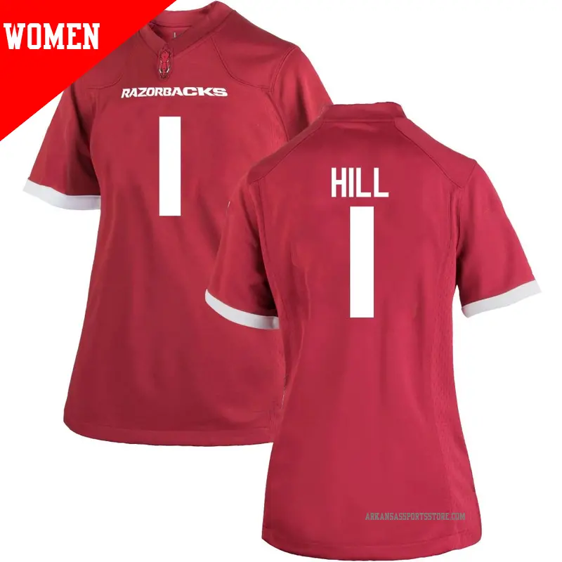 Women's ＃1 Rodney Hill Arkansas Razorbacks Game Cardinal Football College Jersey