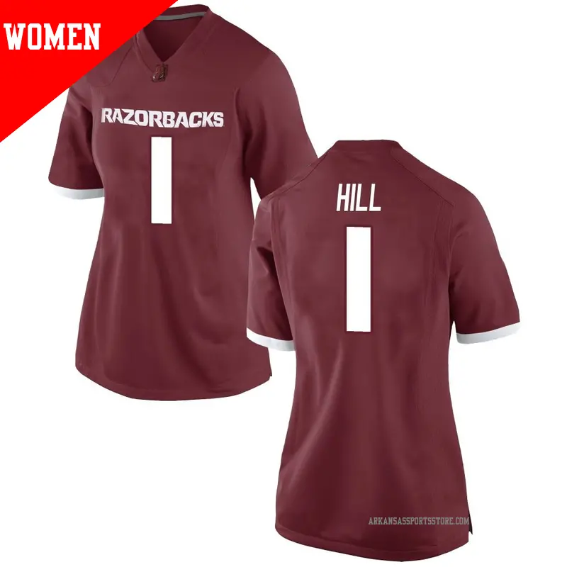 Women's ＃1 Rodney Hill Arkansas Razorbacks Game Red Football College Jersey