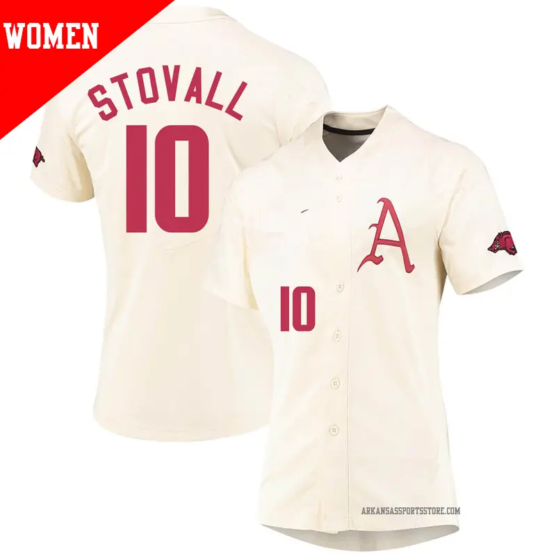 Women's #10 Peyton Stovall Arkansas Razorbacks Replica Cream Vapor Untouchable Full-Button Baseball Jersey Women's #10 Peyton Stovall Arkansas Razorbacks Replica Cream Vapor Untouchable Full-Button Baseball Jersey