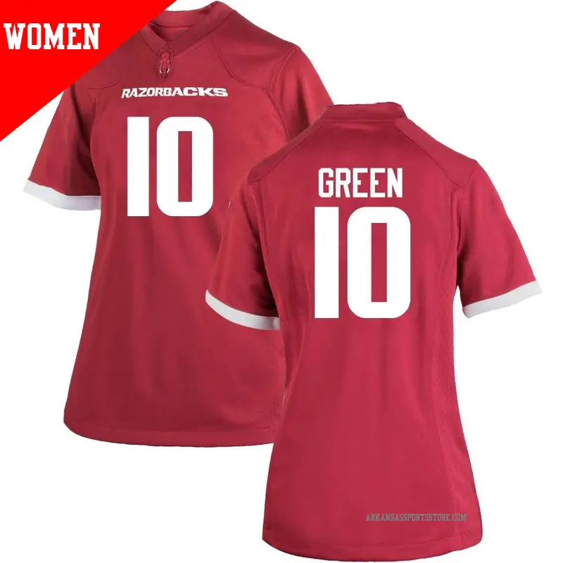 Women's #10 Taylen Green Arkansas Razorbacks Replica Cardinal Football College Jersey Women's #10 Taylen Green Arkansas Razorbacks Replica Cardinal Football College Jersey